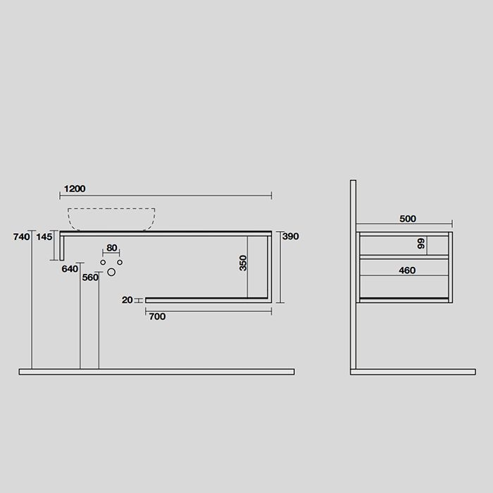 KERASAN LOUISE Структура металлическая подвесная 120 см, нерж сталь, с полкой, с отв под раковину,с полотенцедерж, цвет белый матовый