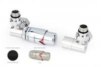 Автоматический терморегулятор 3D левый G 1/2" НР х G 3/4" НГ (набор) (Матовый ЧЁРНЫЙ - Сталь)