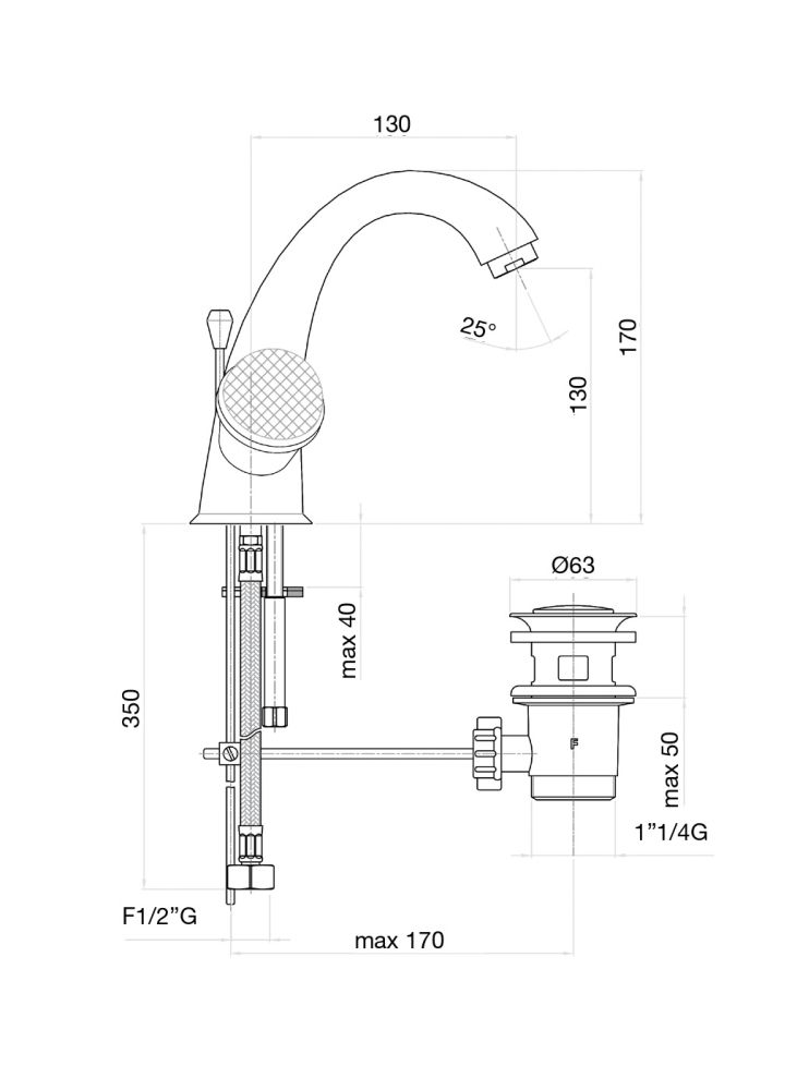 Смеситель для раковины Fiore XT SKY (SWAROVSKI®) 17CO0623, хром/золото, артикул 17CO0623