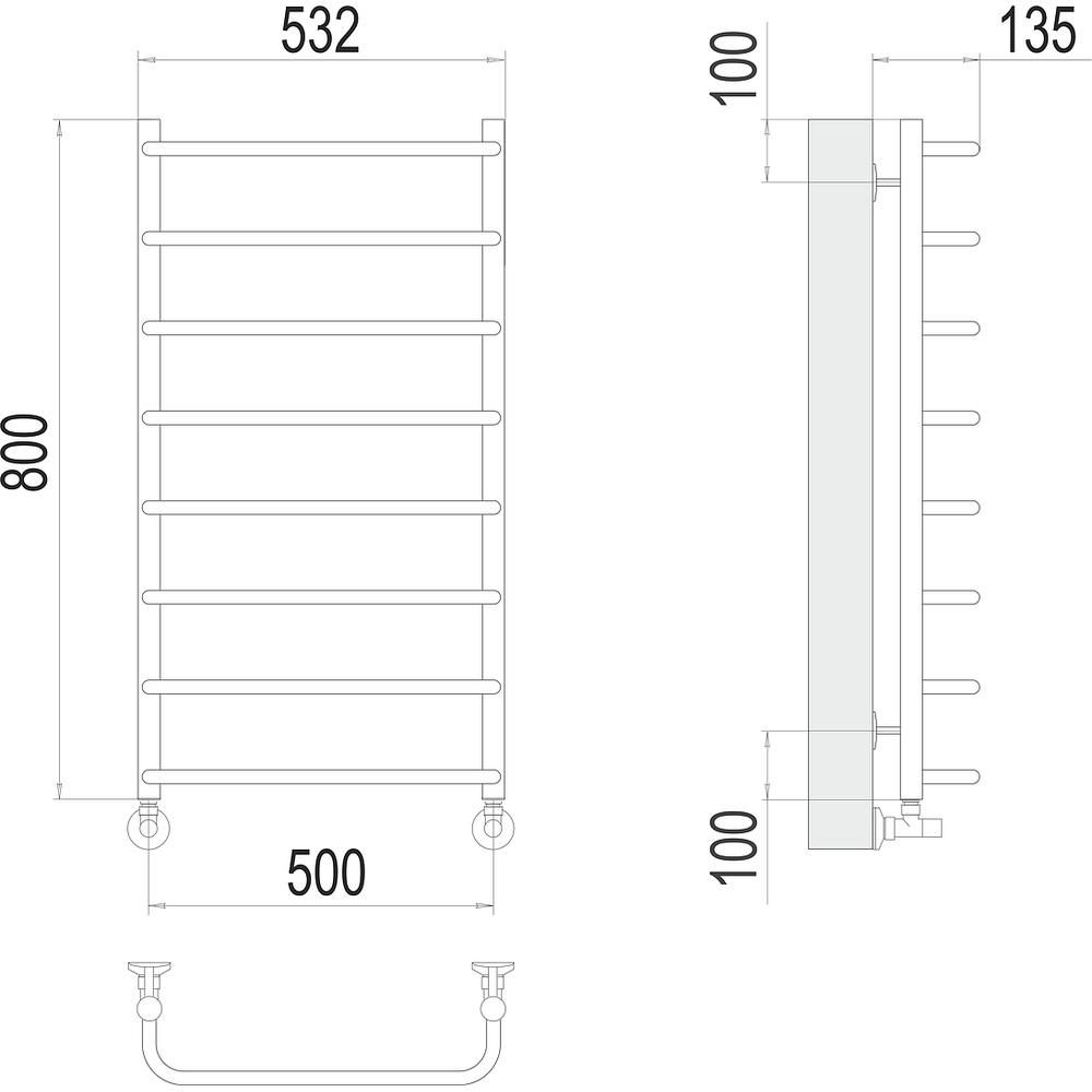 Полотенцесушитель водяной Terminus Стандарт П8 50х80