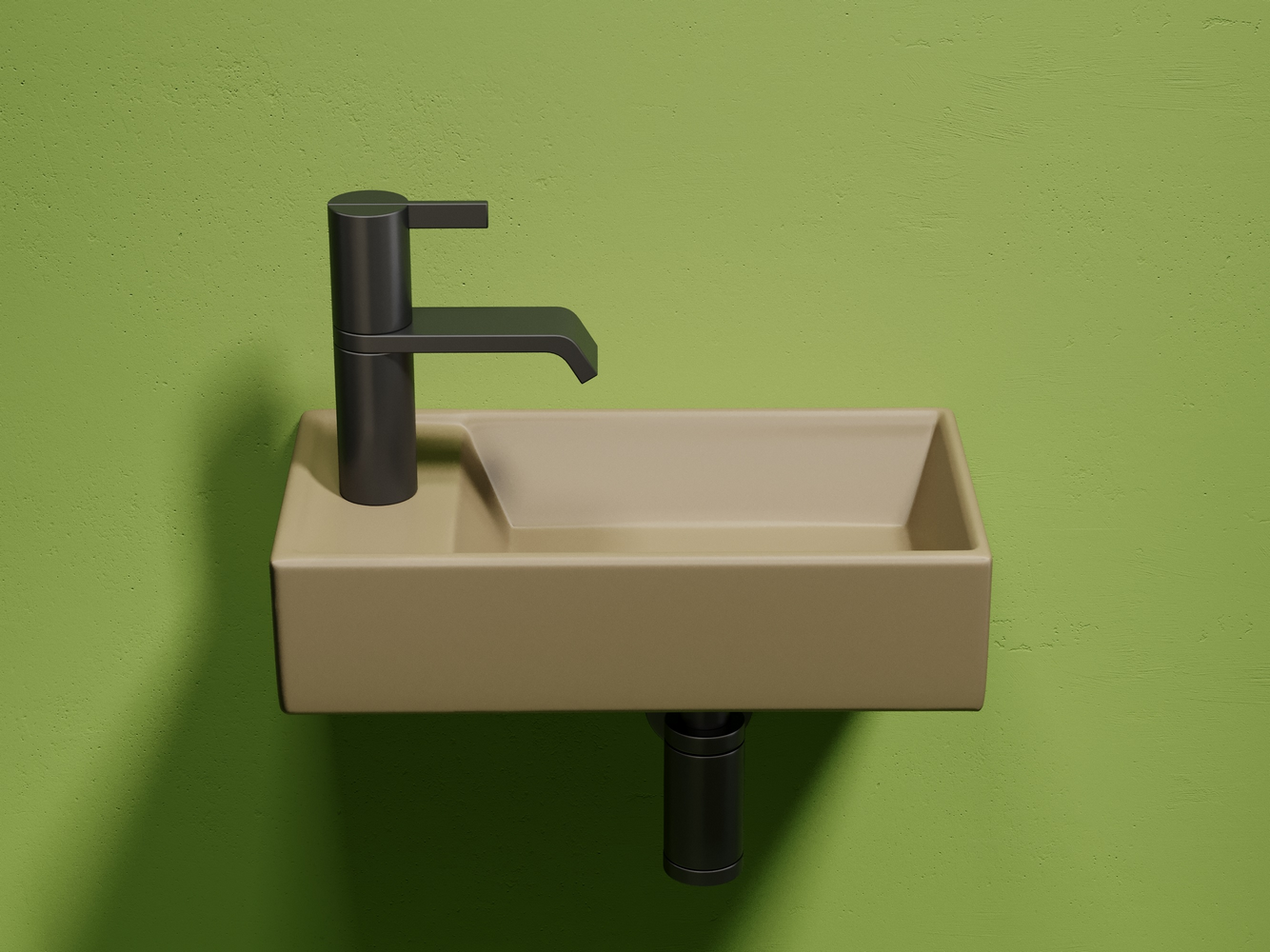 Умывальник подвесной прямоугольный (чаша справа, отверстие под смеситель слева) цвет капучино матовый Элемент (Element) 407x217x100, артикул CN6051RMC