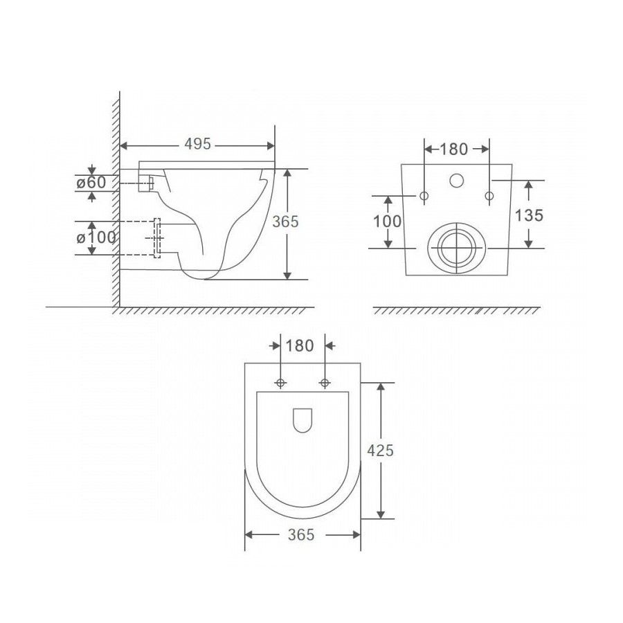 Унитаз подвесной Maretti Elena безободковый с микролифтом, EA10PBM61-560, черный, артикул EA10PBM61-560