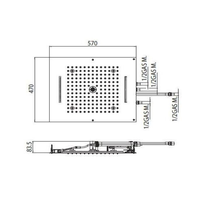 BOSSINI DREAM/4 Верхний душ 570 x 470 mm, 4 режима (дождь, каскад, водопад, моноструя), с 4 LED (белый), блок питания/управления, цвет: хром BOSSINI DREAM/4 Верхний душ 570 x 470 mm, 4 режима (дождь, каскад, водопад, моноструя), с 4 LED (белый), блок питания/управления, цвет: хром