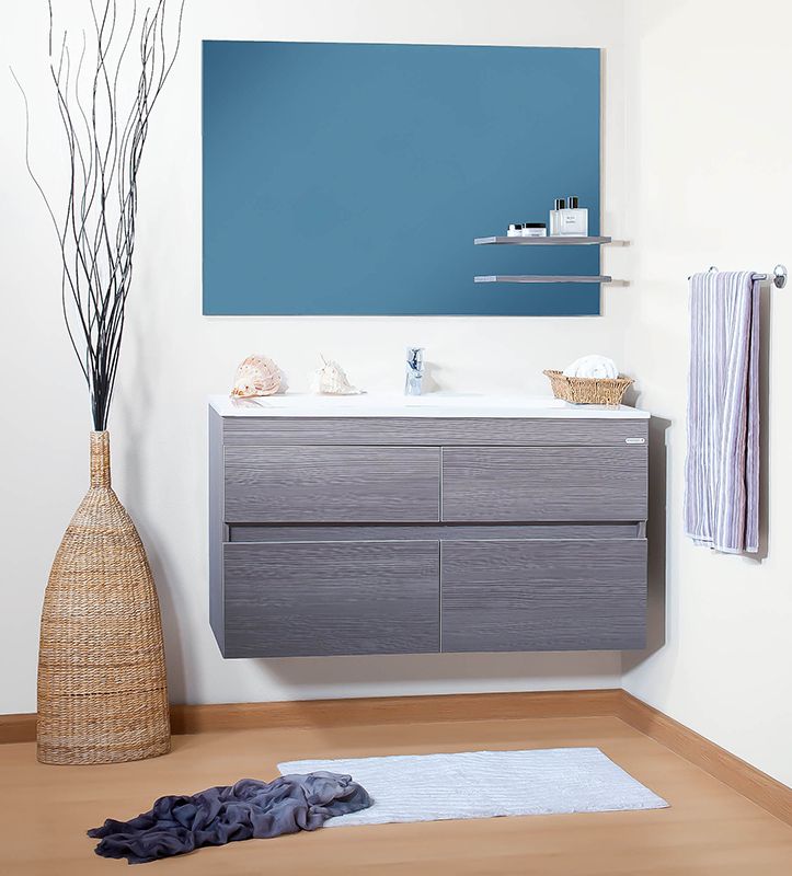 Тумба под раковину Бриклаер Мадрид 110 подвесная светлая лиственница