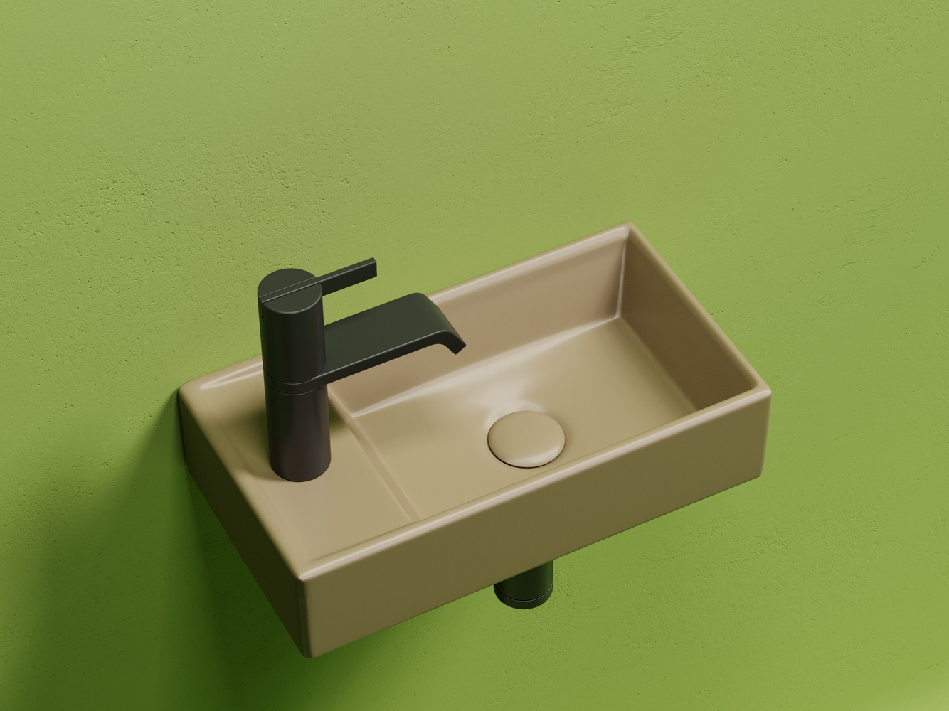 Умывальник подвесной прямоугольный (чаша справа, отверстие под смеситель слева) цвет капучино матовый Элемент (Element) 407x217x100, артикул CN6051RMC