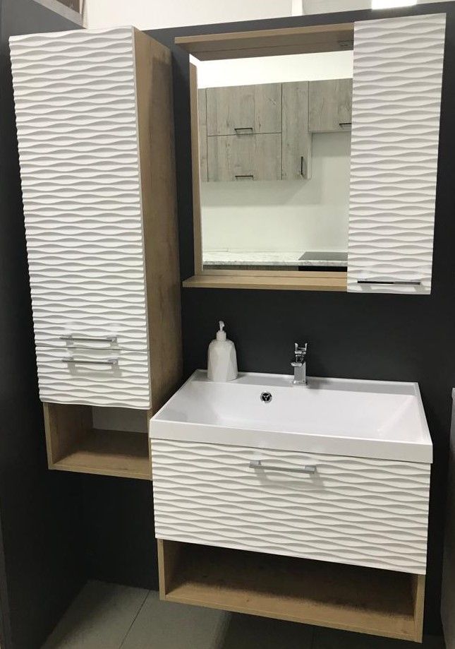 Шкаф-пенал подвесной "Ундина 35", правый, белый / бунратти