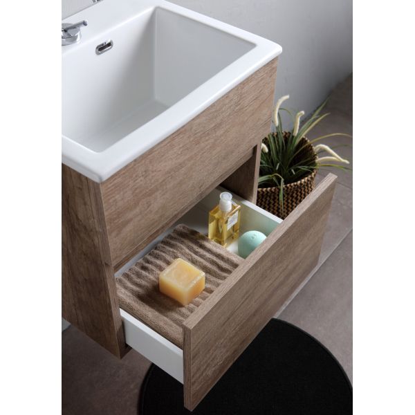 White Ceramic Laveria, тумба 50 см с 1 ящиком под постирочную раковину Rio, цвет цемент, артикул MEWMOB50C