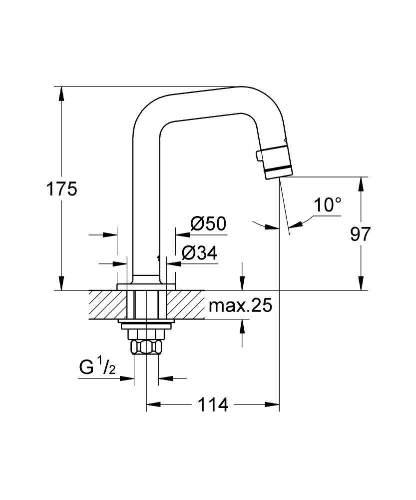 Вентиль для раковины GROHE Universal, без функции смесителя U-излив, хром (20202000)