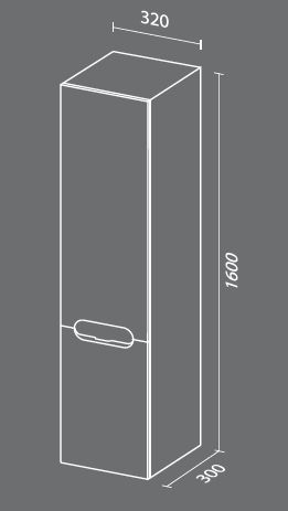 Шкаф пенал SanVit Форма 32 pforma с фактурой под дерево подвесной Акация светлая, артикул pforma