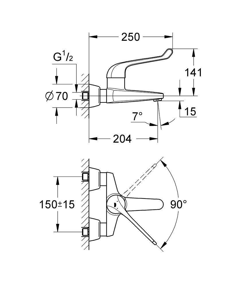 Смеситель для раковины GROHE Euroeco Special (вынос 204 мм, длина рычага 170 мм), хром (32795000) Смеситель для раковины GROHE Euroeco Special (вынос 204 мм, длина рычага 170 мм), хром (32795000)