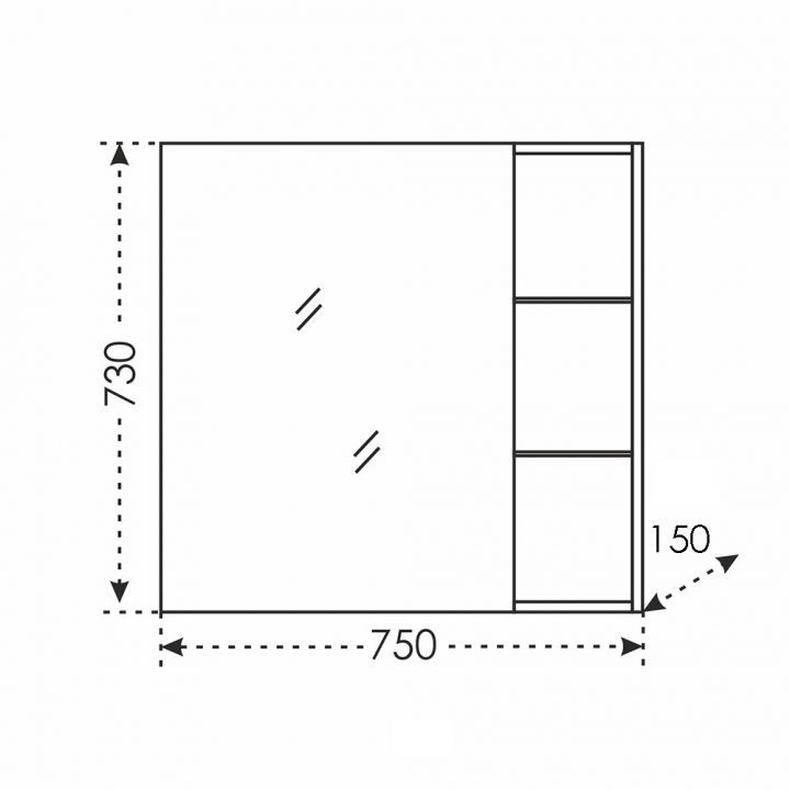 Универсальный зеркальный шкаф "Дублин 75" л/пр