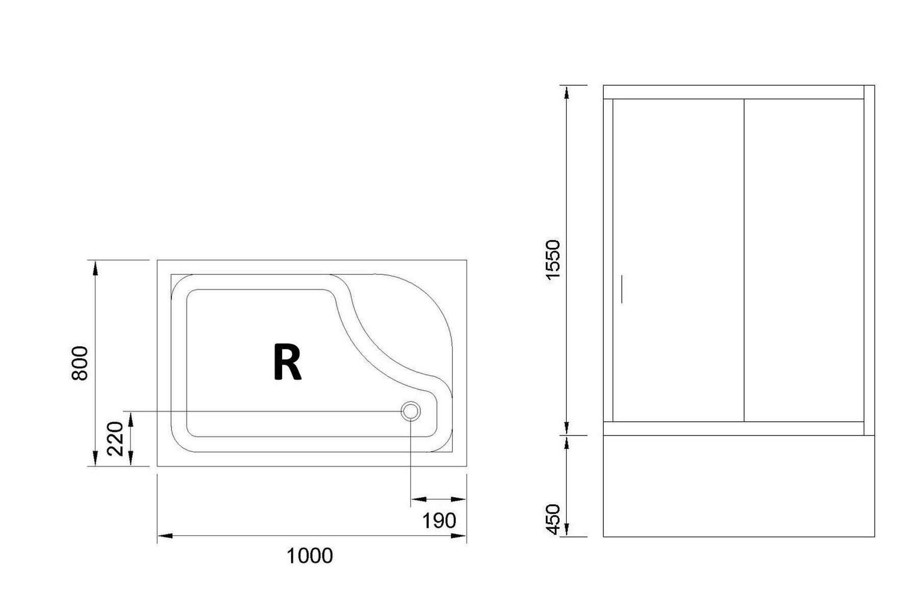 Душевой угол Royal Bath RB 8100BP-T (прозрачное) правый