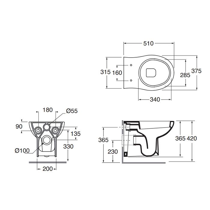AZZURRA FAST Подвесной унитаз 51x37xH37 cm, цвет белый