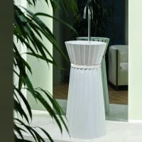 OASIS PLISSE Раковина напольная Ø440х950 мм, без отверстий для смесителя, без перелива, в комплекте с донным клапаном, цвет белый (упаковка-3-х короб)