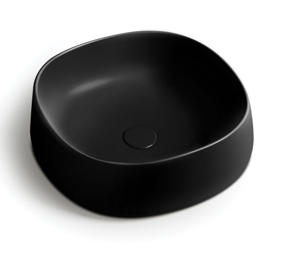 White Ceramic Jumper, накладная квадратная раковина 42x42x15h см, цвет черный матовый