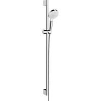 HG Crometta Vario Unica Душевой набор: штанга 900mm, ручной душ, 2jet (Rain, IntenseRain), EcoSmart, шланг, цвет: белый/хром HG Crometta Vario Unica Душевой набор: штанга 900mm, ручной душ, 2jet (Rain, IntenseRain), EcoSmart, шланг, цвет: белый/хром