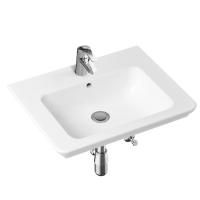 Комплект 4 в 1 Lavinia Boho Bathroom Sink 21510431, врезная фарфоровая раковина 60 см, смеситель с донным клапаном, латунный сифон, угловые вентили 2 шт.