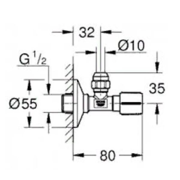 Вентиль угловой GROHE 1/2 дюйма-3/8 дюйма, 1 шт, холодный рассвет, глянец (22039GL0) Вентиль угловой GROHE 1/2 дюйма-3/8 дюйма, 1 шт, холодный рассвет, глянец (22039GL0)