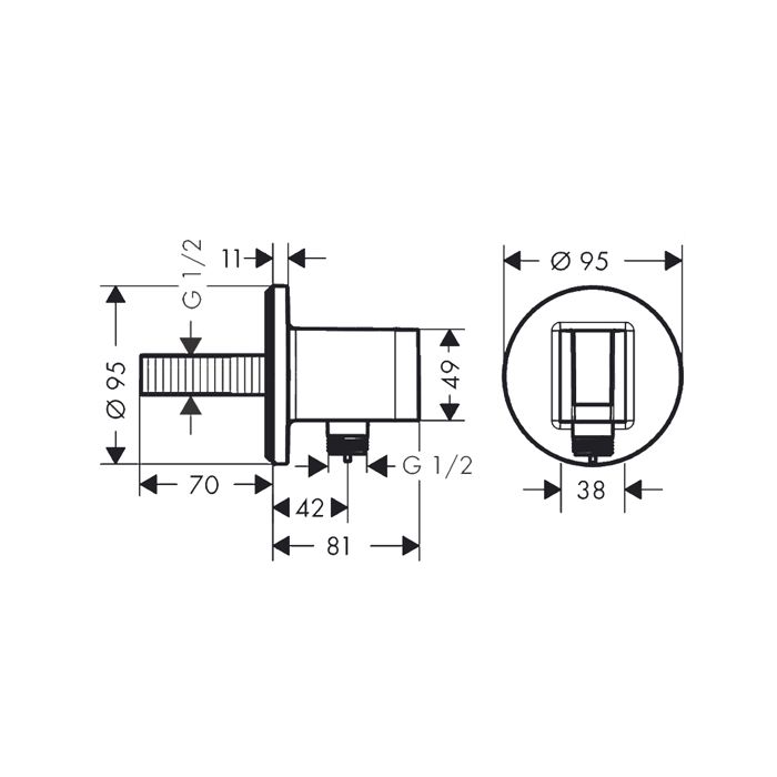 HANSGROHE FIXFIT S Шланговое подсоединение с держателем ручного душа, цвет хром HANSGROHE FIXFIT S Шланговое подсоединение с держателем ручного душа, цвет хром