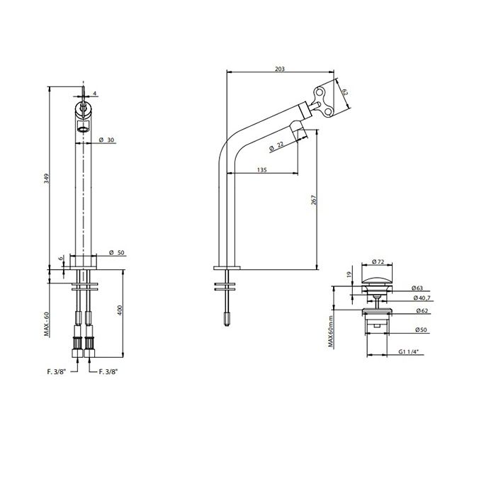 Bongio Acquacarica Смеситель для раковины, цвет хром/белый