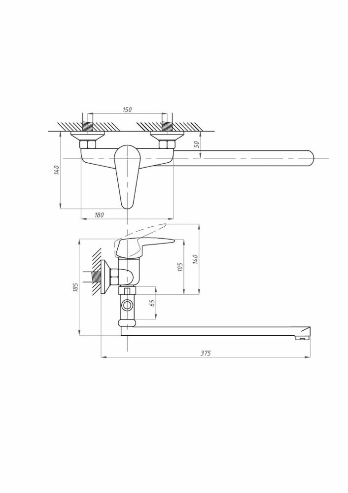 Смеситель для ванны с душем ПСМ-ПРОФСАН PSM-523-072 ЕВРО тип См-ВУОРНШлА, артикул PSM-523-072