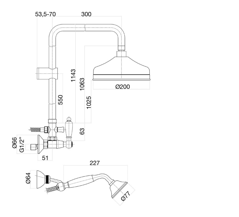 Душевая система Fiore COLONIALE BLACK 22OO0620, золото