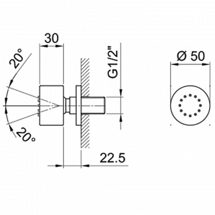 Fantini Venezia Душевой набор: ручная лейка VENEZIA, шланг 150 см, держатель для ручной лейки, цвет: хром