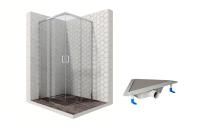 Душевой уголок Ambassador Queen 11011104-ST7, квадратный, угловой трап, 90х90