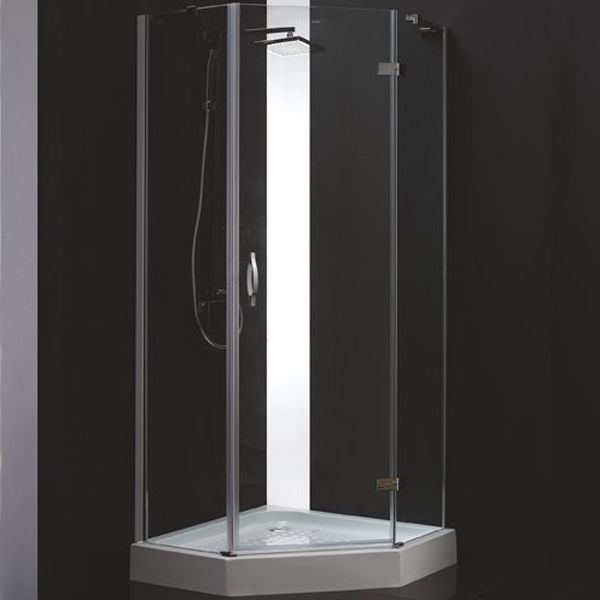 Душевой уголок Cezares Bergamo P-1 100x100 L IV профиль Хром стекло прозрачное