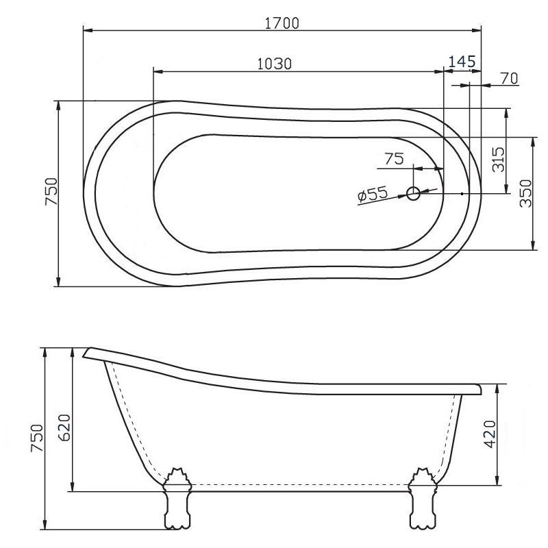 Акриловая ванна Кармен F-5032 Red