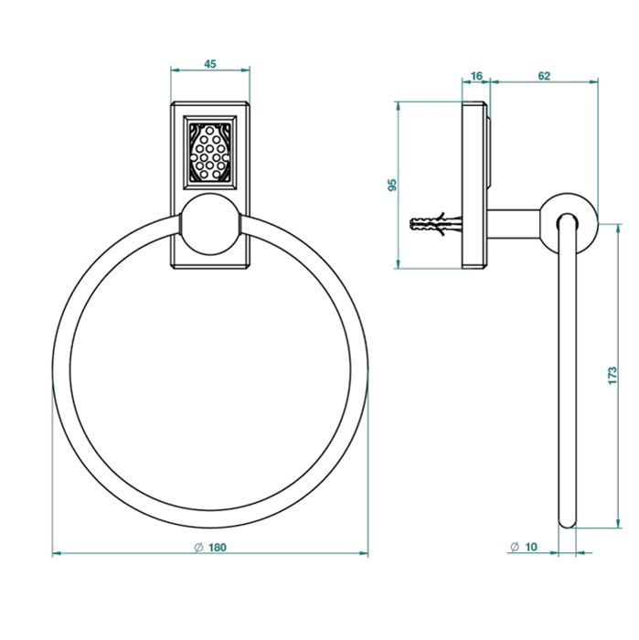 THG METROPOLIS CRISTAL CLAIR Полотенцедержатель-кольцо, цвет хром