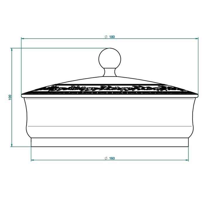 THG MARQUISE NOIR DECOR OR Китайская лакированная коробка с белой керамической крышкой Ø180 мм., big size, декор черный/золото, цвет золото THG MARQUISE NOIR DECOR OR Китайская лакированная коробка с белой керамической крышкой Ø180 мм., big size, декор черный/золото, цвет золото