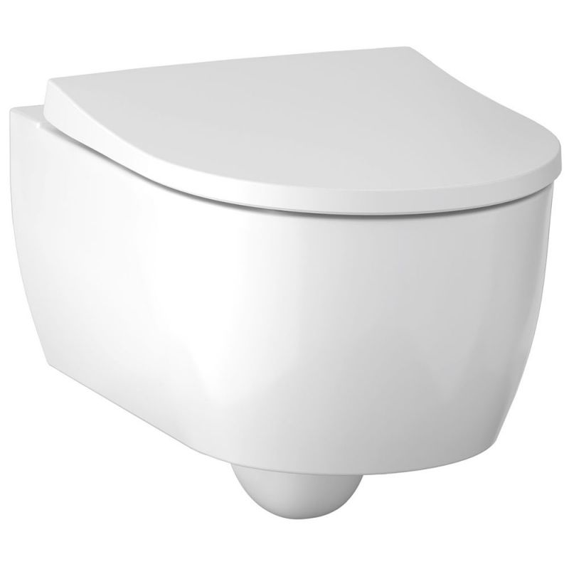 Комплект унитаза с инсталляцией Geberit iCon T54 Rimfree 500.300.01.I с сиденьем Микролифт и Белой клавишей смыва Комплект унитаза с инсталляцией Geberit iCon T54 Rimfree 500.300.01.I с сиденьем Микролифт и Белой клавишей смыва