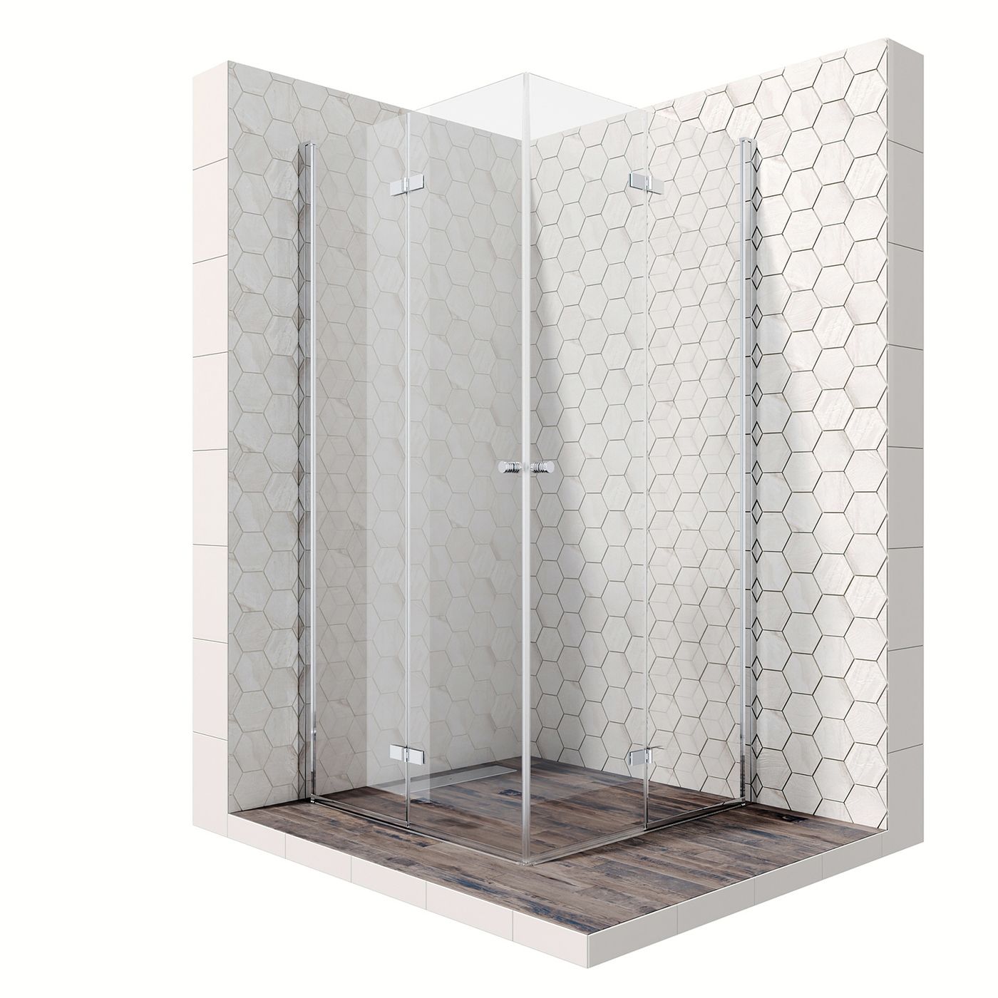 Душевой уголок Ambassador Nord 13011109-ST15, квадратный, линейный трап, 100х100