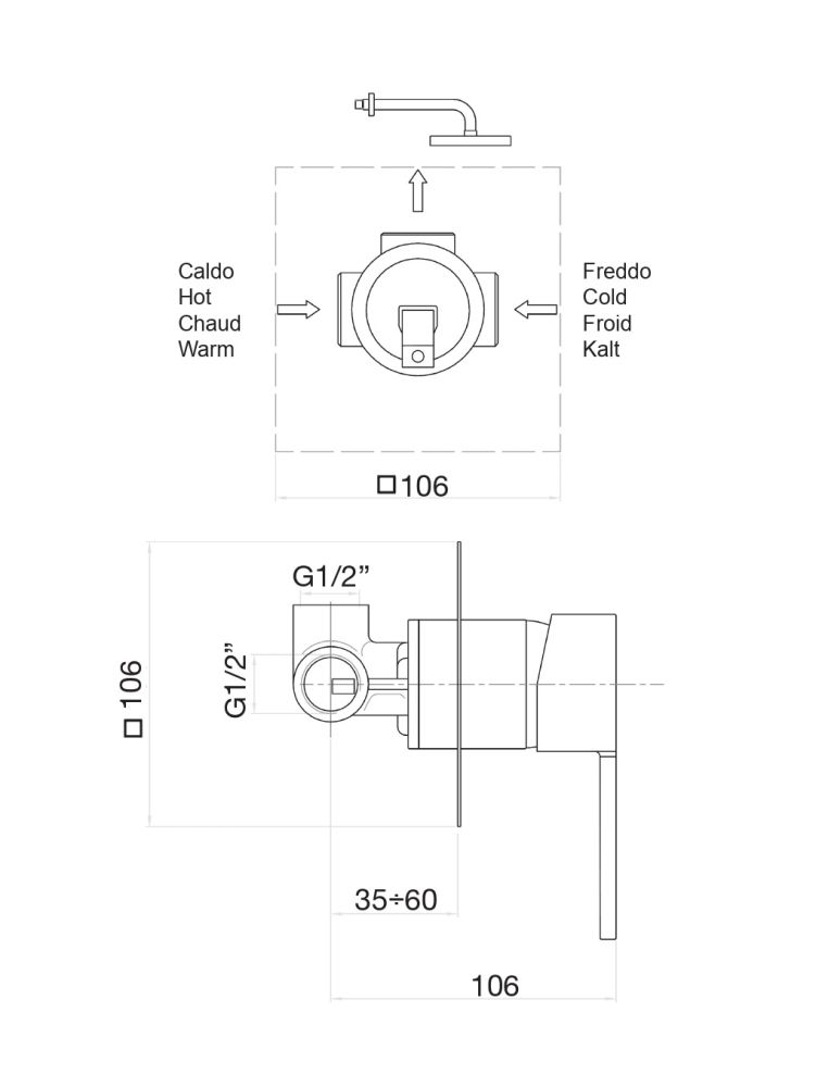 Смеситель для душа Fiore KALOS 76CR7415, хром, артикул 76CR7415