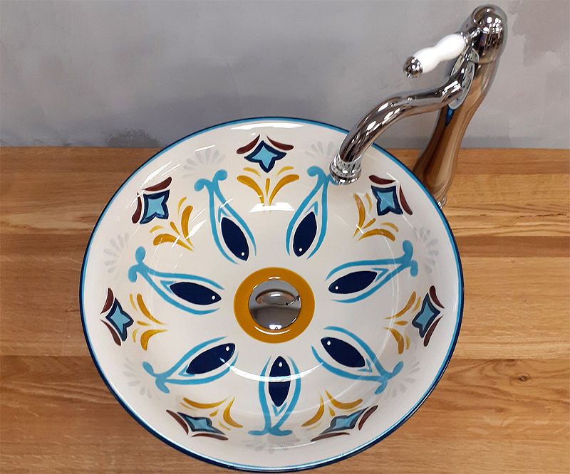 Раковина-чаша Bronze de Luxe Козетта Blue 42 4366 Голубой орнамент