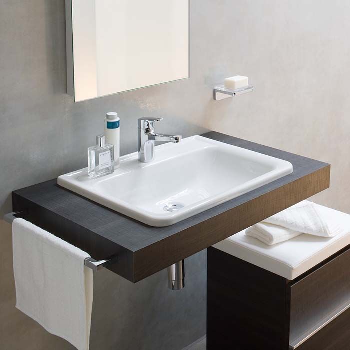 Laufen Pro S Раковина 56х44х20 см,п встраиваемая сверху с 1 отв. под смеситель по центру,,без  перелива, цвет: белый, покрытие LCC