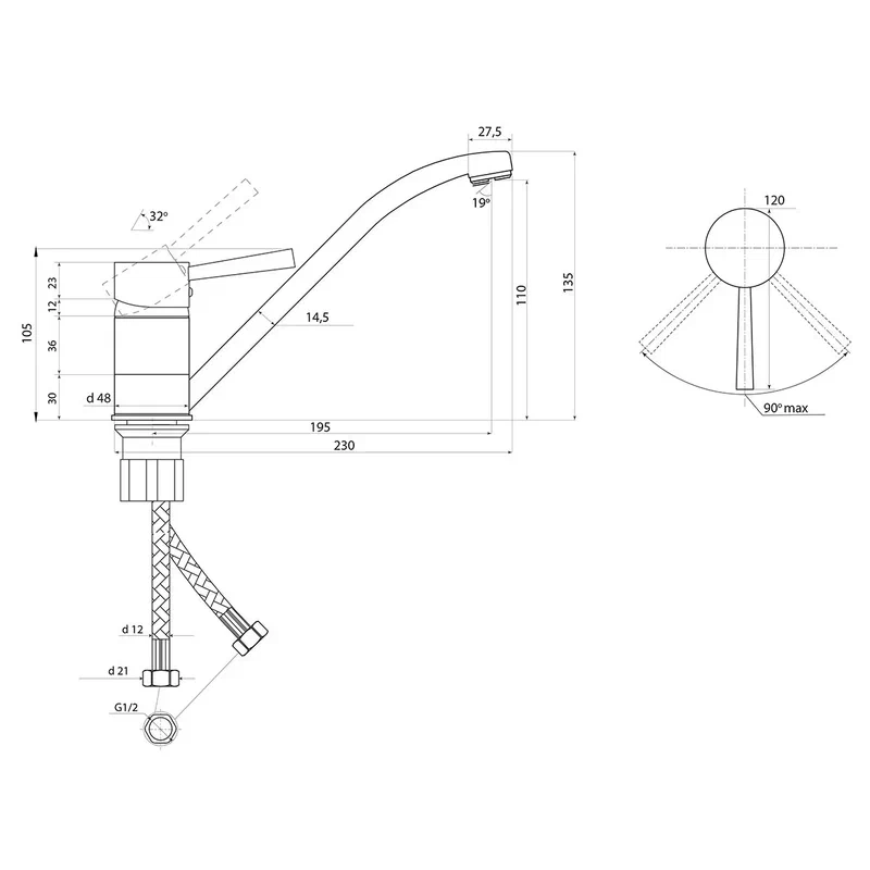 Смеситель для кухни Славен СЛ-ОД-Д21, хром