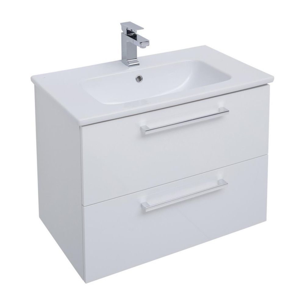 Тумба с раковиной подвесная Dreja Gio 80 см, белый, артикул 77-0103W-com