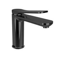 Bongio GIO2 Смеситель для раковины на 1 отв., излив 126 мм, с донным клапаном, цвет: черный матовый