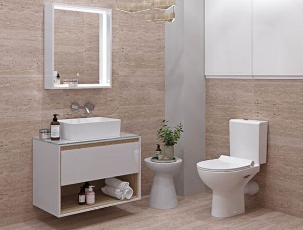 Тумба под раковину Cersanit Louna 80 SZ-LOU80-BL/Wh подвесная Белый глянец дуб Эврика