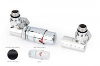 Автоматический терморегулятор 3D левый G 1/2" НР х G 3/4" НГ (набор) (Тёмный титан муар - Белый)