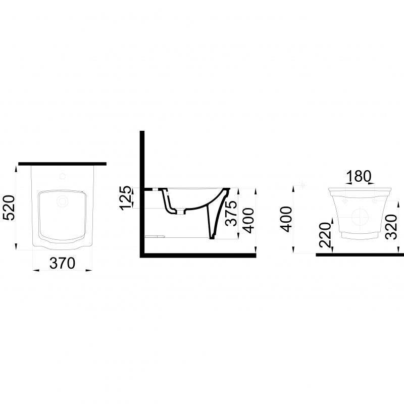 Подвесное Биде с узором Hermitage GOLD