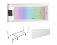 Комплект 5 в 1 Lavinia Boho One S4-3701006P, акриловая ванна 160x70 см, каркас с монтажным набором, подголовник, лицевой экран, хромотерапия