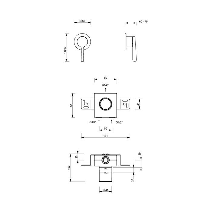 Внутренняя часть, Fantini, AL/23 Lissoni, Icona Classic, Icona Deco, Mint, Nostromo, Café, Lame, назначение-для душа, стандарт подвода воды-1/2", комплектация-система звукоизоляции