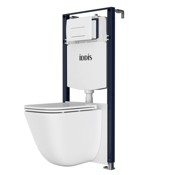 Комплект 3в1: подвесной унитаз, инсталляция и белая клавиша смыва IDDIS Basic (BASTQ03i73)
