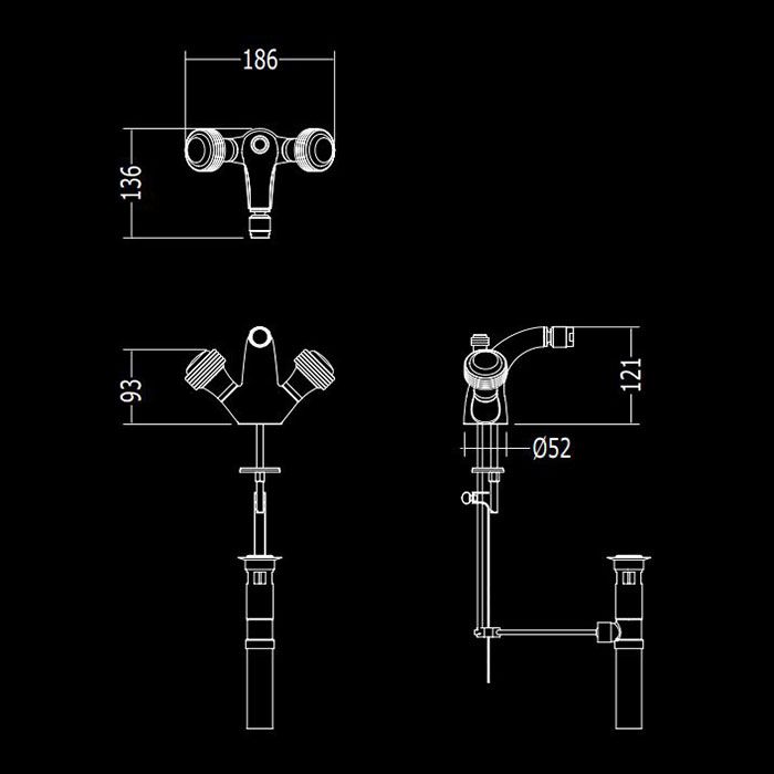 Devon&Devon Excelsior Royal Смеситель для биде на 1 отверстие, донный клапан. Цвет: античная латунь., артикул EXC-RY110OTS