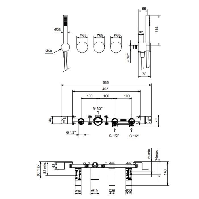 Fantini AF/21 Встроенный смеситель для ванны на 2 потока, ручная лейка FIT, гибкий шланг 150 см, (наружная часть) цвет Матовая натуральная сталь Fantini AF/21 Встроенный смеситель для ванны на 2 потока, ручная лейка FIT, гибкий шланг 150 см, (наружная часть) цвет Матовая натуральная сталь
