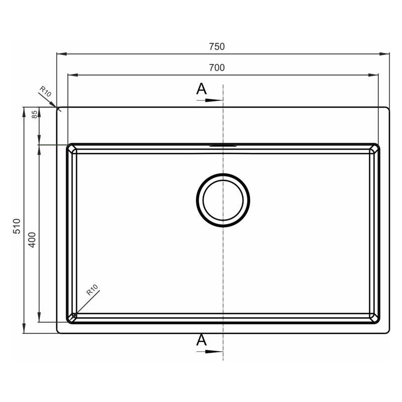 Кухонная мойка Florentina ЛОГИКА-НМ LHM.750.510.B.10.S.10, нержавеющая сталь, артикул LHM.750.510.B.10.S.10