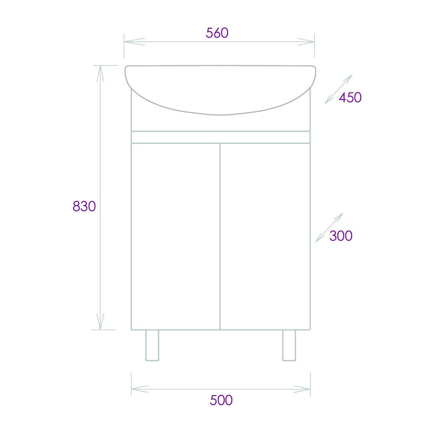 Тумба Onika Милтон 55 напольная, серая/дуб сонома (ум. Уют 55)